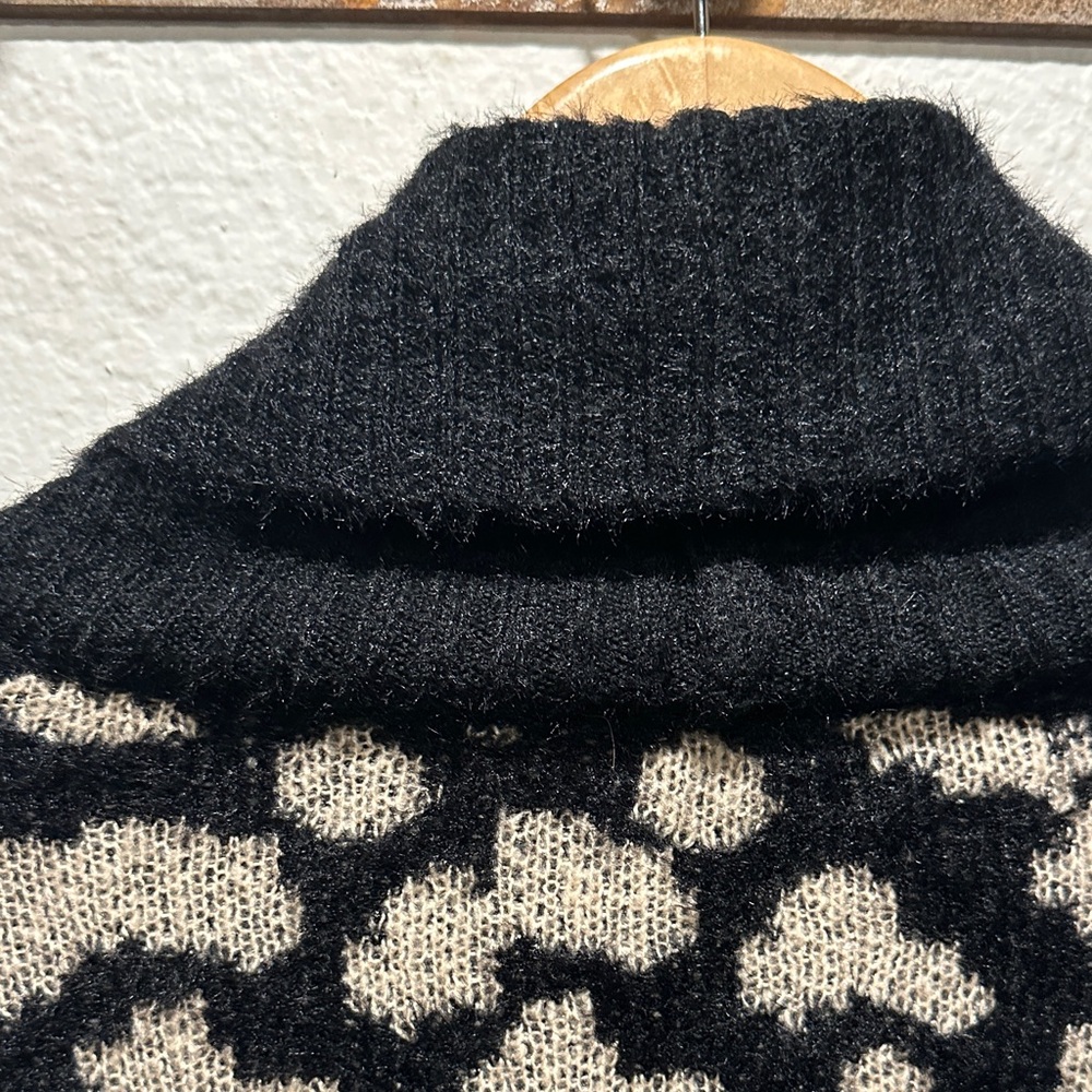 Kori America Drop Sleeve Black/Beige Leopard-Print Open Front Shawl Cardigan - Picture 8 of 9